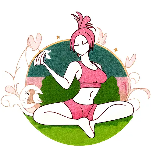 A Tattoo Of A Flamingo Doing A Yoga Pose With A Serene Garden Backdrop