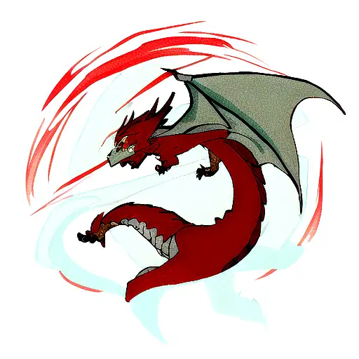 Dragon With A Small Amount Of Red Colour