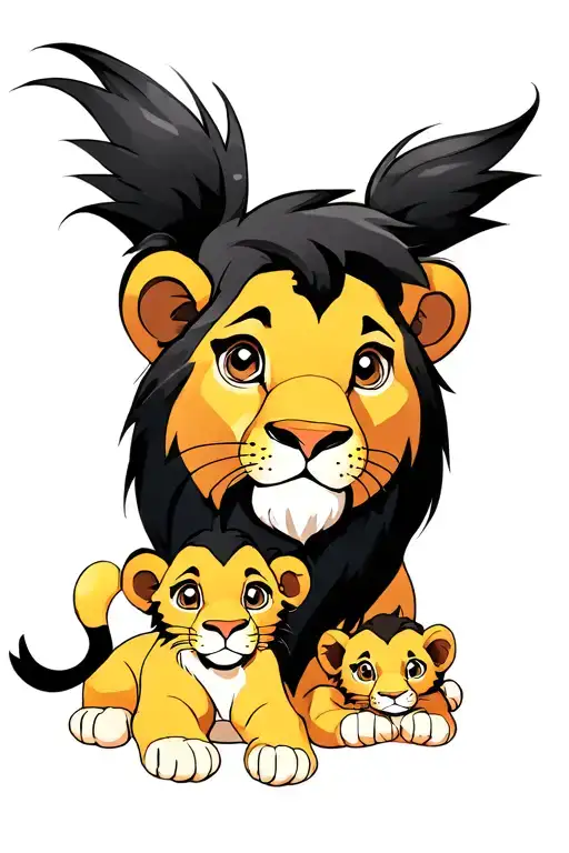 Lion And 2Cub Laying