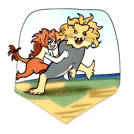 Lion Fighting A Dolphin And A Dragon