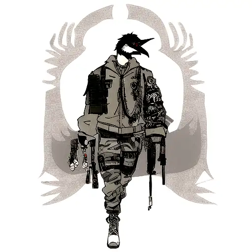 Half Sleeve Skull Collage In Semi Realistic Style With A Crow Skeleton And A Military Dog Tags