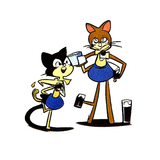 Tom And Jerry From The Cartoon Being Tipsy And Holding A Beer Mug