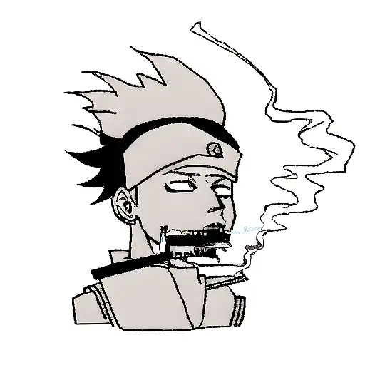 Shikanaru From Naruto Smoking A Cigarette And A Mix Of Abstract Triangles