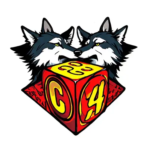 Dnd Dice With 2 Wolves Howling