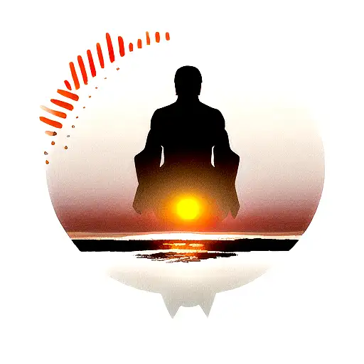 A Minimalist Tattoo Of A Manager's Silhouette With A Sunset Background Inspired By Thailand