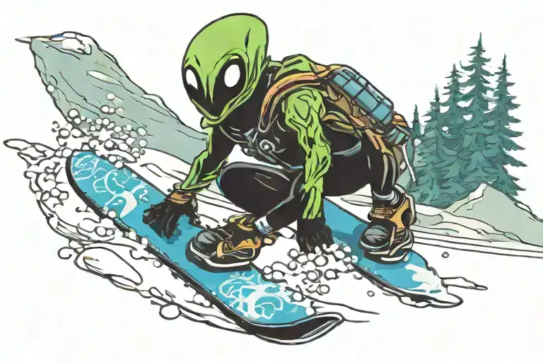 Alien Riding A Snowboard Season