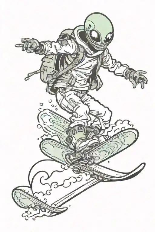 Alien Riding A Snowboard Season