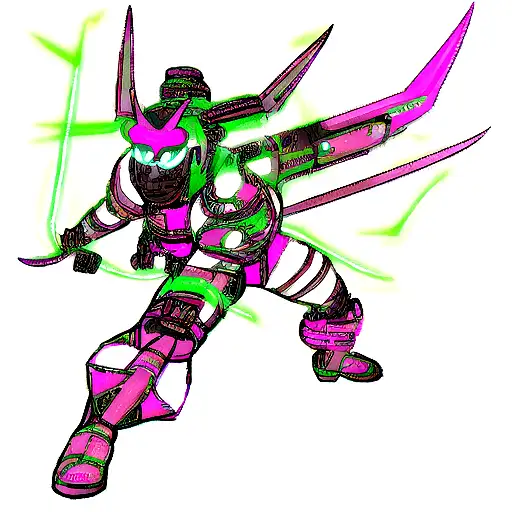 Cyberpunk Mask Oni With Dual Blades And Neon