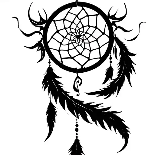 A Surreal Design Of A Music-themed Dreamcatcher With Symbolistik Accents