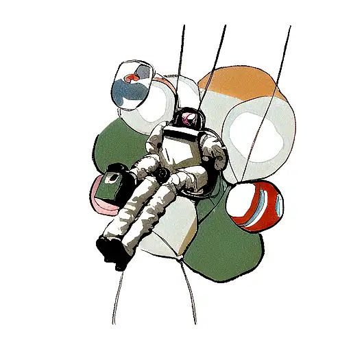 A Futuristic Anime-inspired Astronaut In Space Hanging On To Balloons While Holding A Boombox