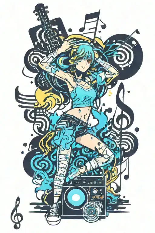 Rave Music Notes Party Scene