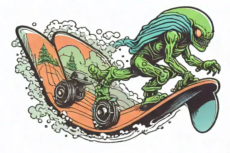 Alien Riding A Snowboard Season