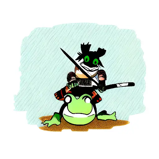 Samurai Frog With A Tiny Sword And Armor