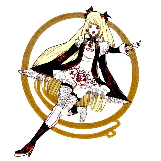 Beautiful Blonde Vampire Girl Full Body With Neo Tribal Symbols Around Her