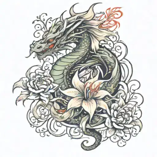 Dragon And Lycoris On The Thigh
