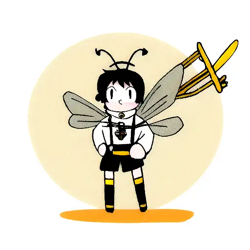 Bee With Small Anchor And Mechanic Tools