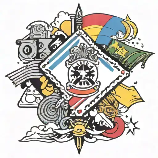 Long Rectangle With Ecuadorian Flag In It And Rainbow Flag And The Learn Symbol