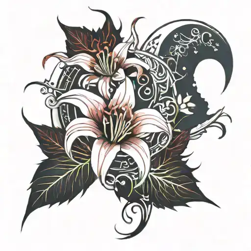 Red Spider Lily And Crescent Moon