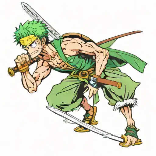 Zoro From One Piece With A Sword In His Mouth
