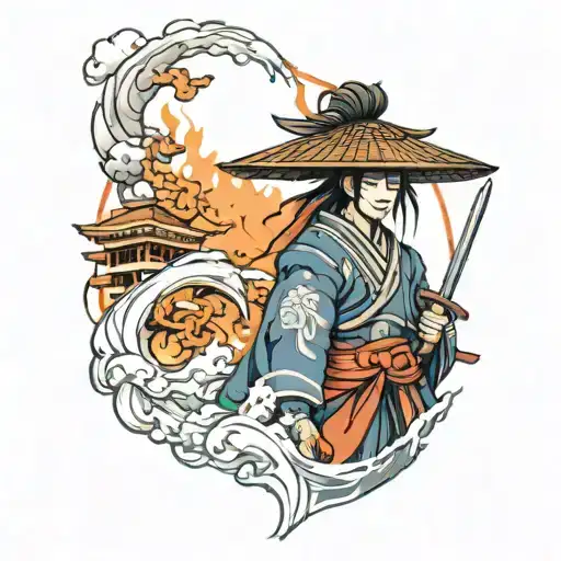 Samurai Burning Temple