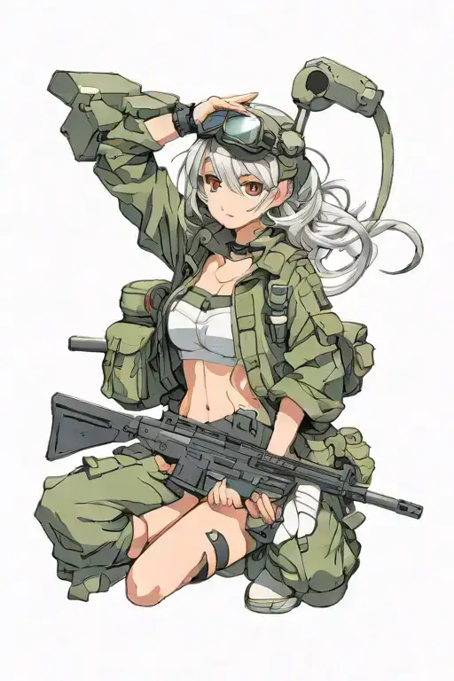 Military Anime Girl Dressed