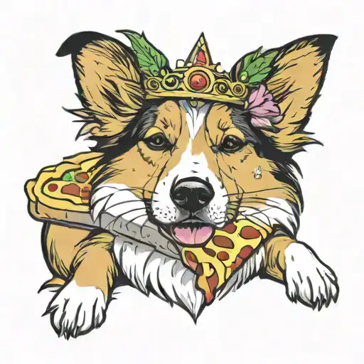 A Beagle Sheltie Mix Dog Wearing A Tiara Sleeping Peacefully Dreaming Of A Pizza Slice