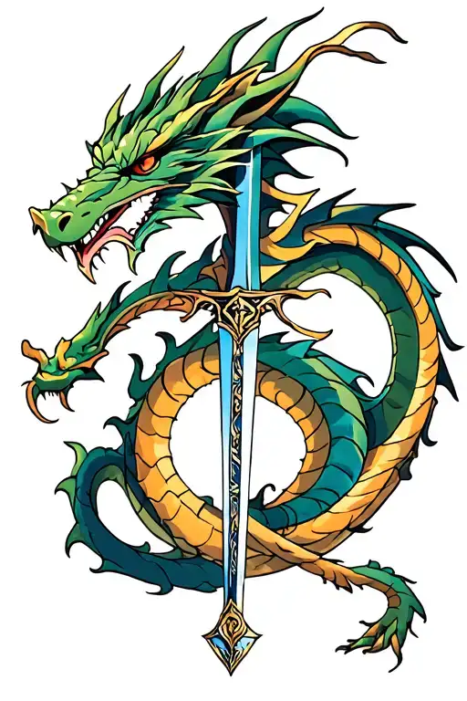 Dragon Dagger Tattoo Design