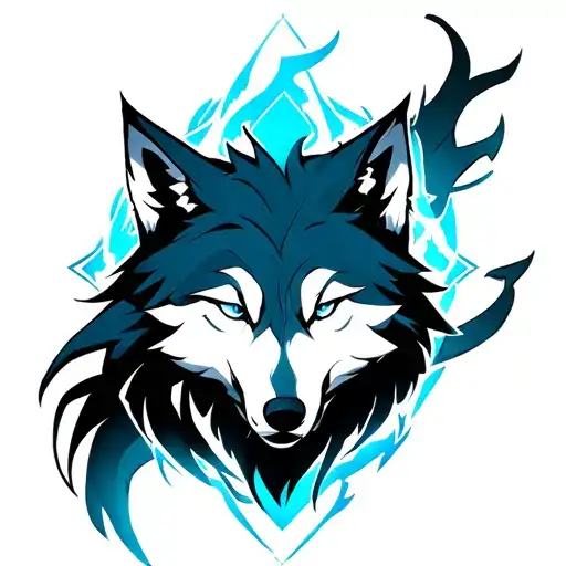 Geminis Sign In Background Of Angen Wolf