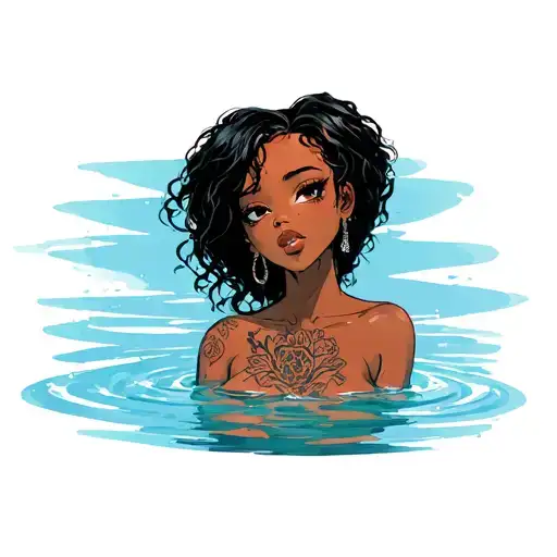 Black Woman Looking Into Water