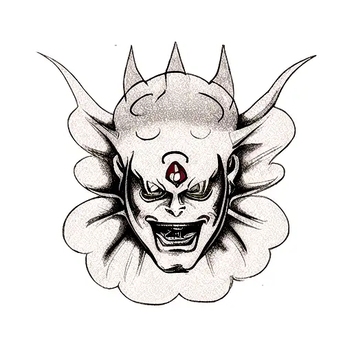 Hannya Mask With An Alien Coming Out Of The Mask