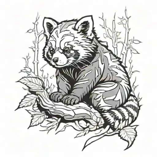 Magic Red Panda In Dark Forest