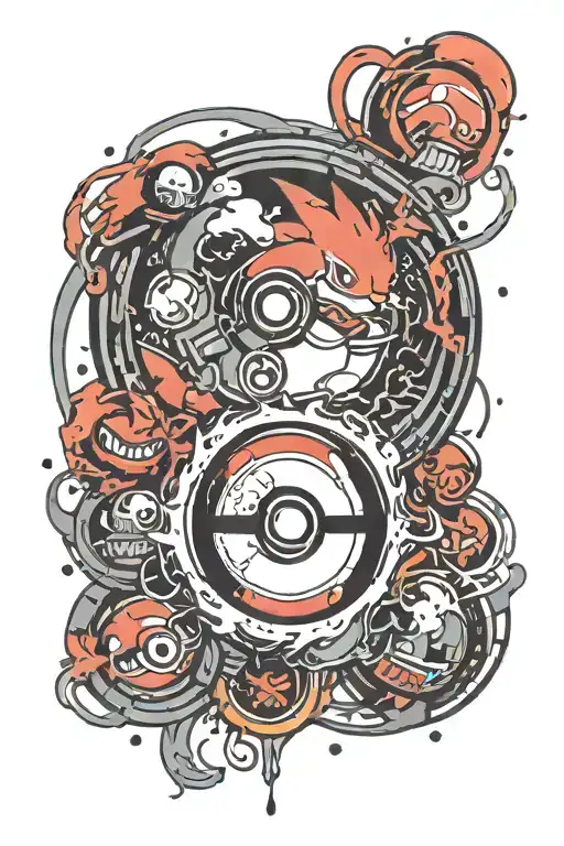 Pokeball With Lighting Symbol Integrated