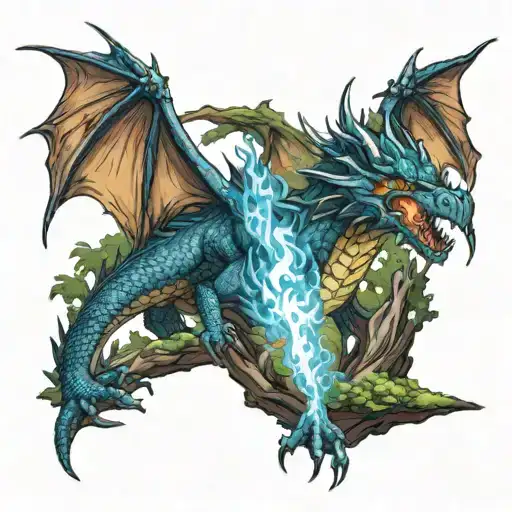 A Dragon Breathing Fire In A Realistic Forest Setting