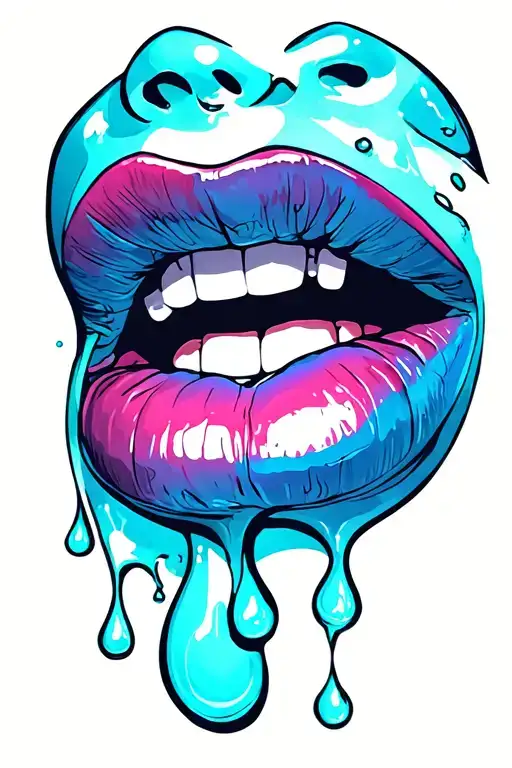 Lips With A Drop Of Sperm