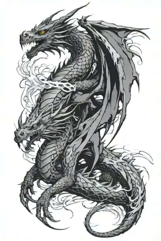 Overlap With Another Dragon Or Two On The Shoulder Add More Black Very Much Black