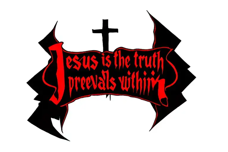 Red Font Surrounded Jesus Is The Truth Prevails Within
