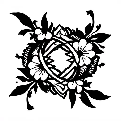 Fairy Tail Anime Symbol Outline With Flowers Intertwined