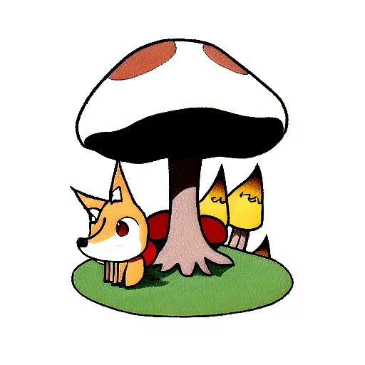 Fox Under Mushroom