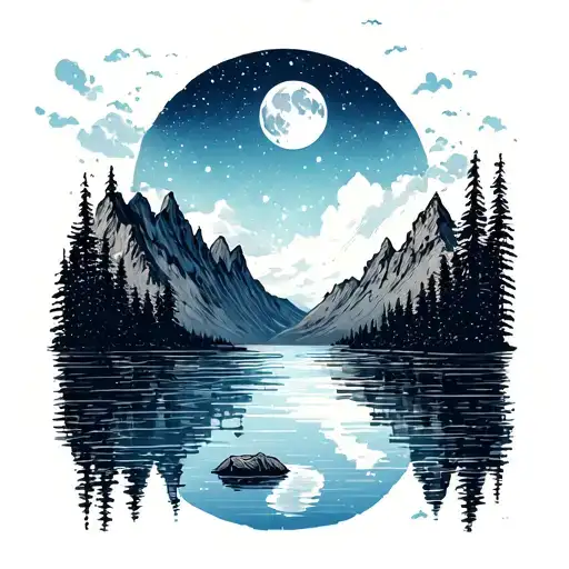 Moon Lake Surrounded By Mountains