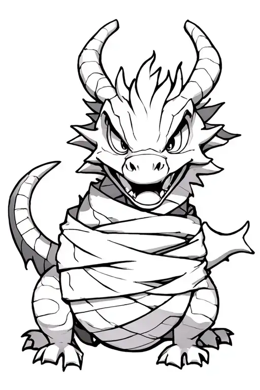 Dragon With Big Head And Body Wrapped Loosely