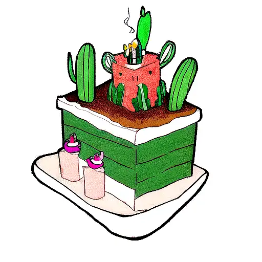 Cactus Made Out Of Cake Smoking A Cigarette