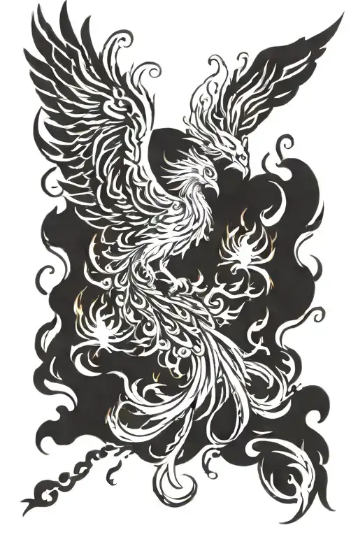 Phoenix Rising From Flames