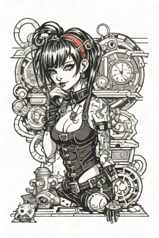 Gothic Emo Cyberpunk Pinup Girl