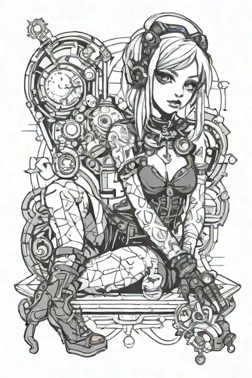 Gothic Emo Cyberpunk Futuristic Pinup Girl