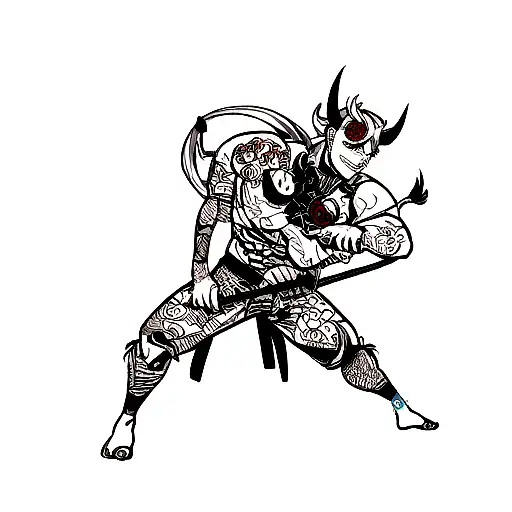 Hannya Fights With Samurai Back