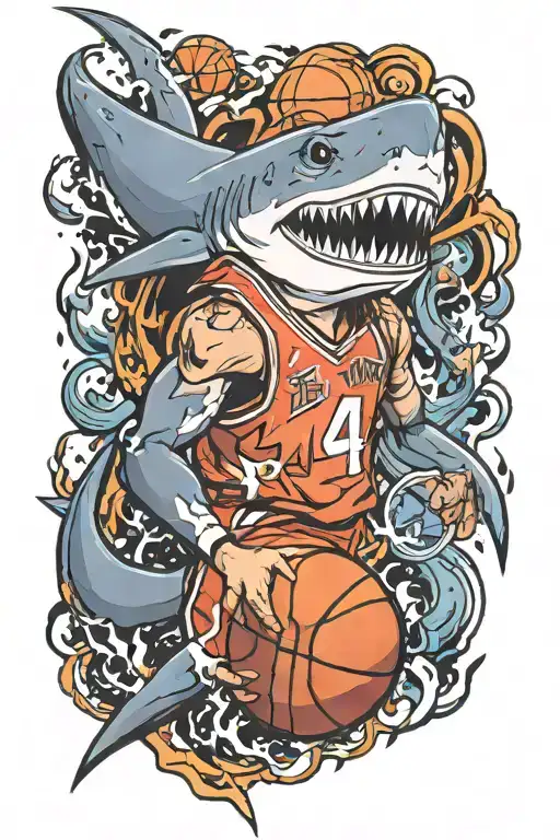 Shark And Basketball Jersey Number 1