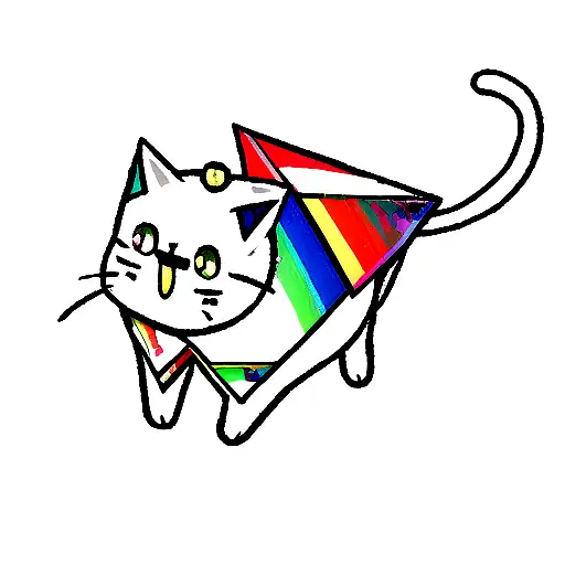 Cat And Triangle And Rainbow