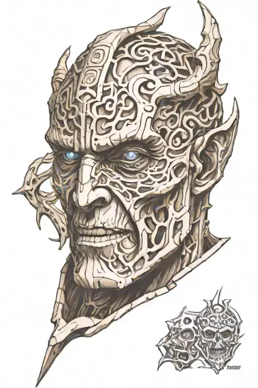 Norse Draugr Cracked Statue On The Outer Bicep