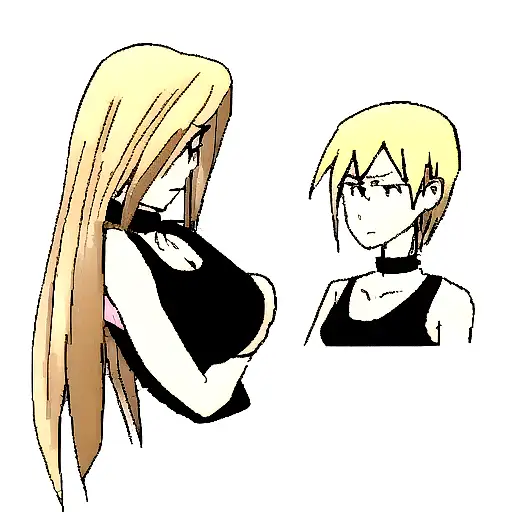 Blond Girl In Black High Collar Tank Top