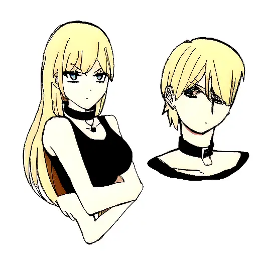 Blond Girl In Black Top And Collar